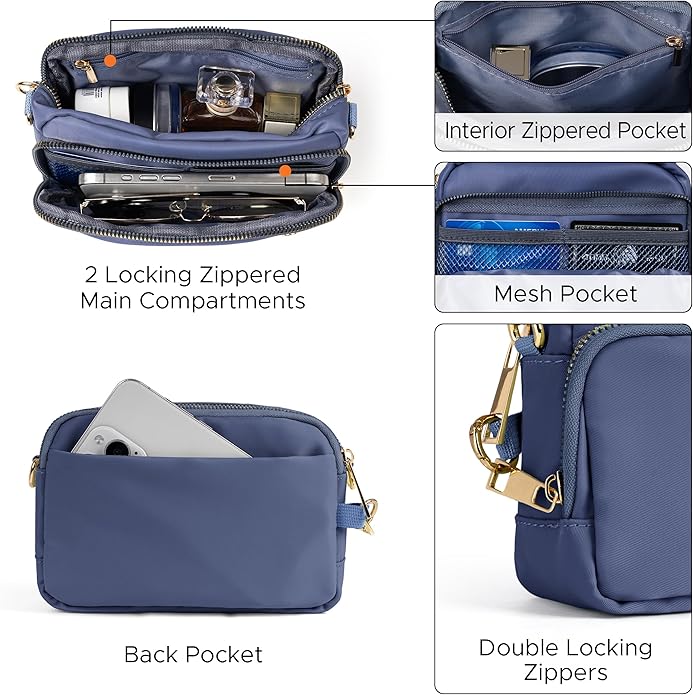 Joryin Anti Theft Crossbody Bag for Women, Slash-resistant RFID Blocking Travel Purses, Small Shoulder Bag Handbag, Nylon