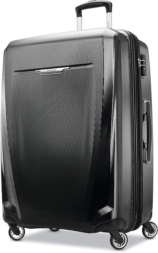 Samsonite Winfield 3 DLX Hardside Expandable Luggage with Spinners, Black, Checked-Large 28-Inch