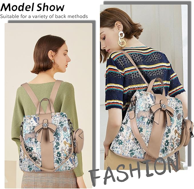 ZOCAI Backpack Purse for Women Fashion Backpack Purses PU Leather Daypacks Anti-Theft Shoulder Bag Satchel Purse