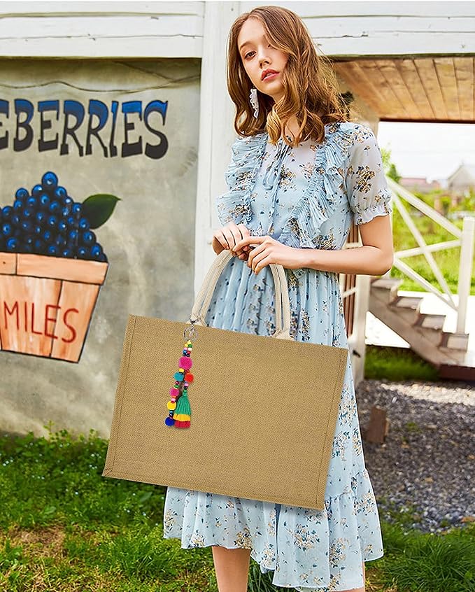 Hibala Woven Large Beach Bag Straw Beach Tote Handmade Weaving Shoulder Tassel Bag Handbag