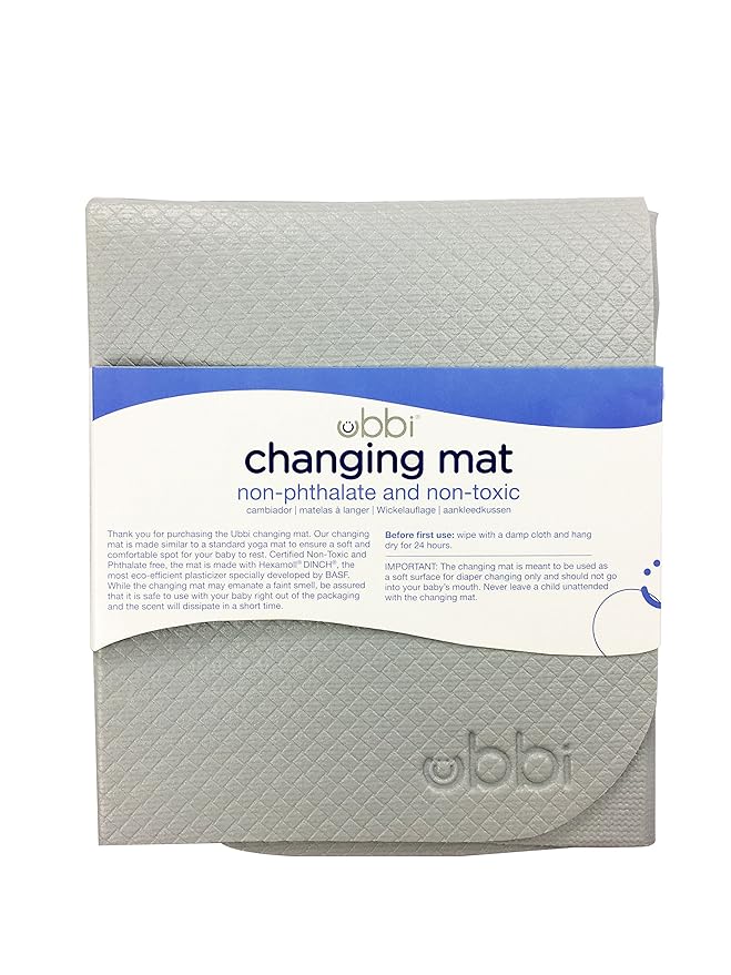 Ubbi On-the-Go Diaper Changing Baby Mat, Soft and Comfortable Diaper Bag Accessory Must Have for Newborns, Easy to Clean, Portable Folding Pad, Baby Traveling Accessories, Gray