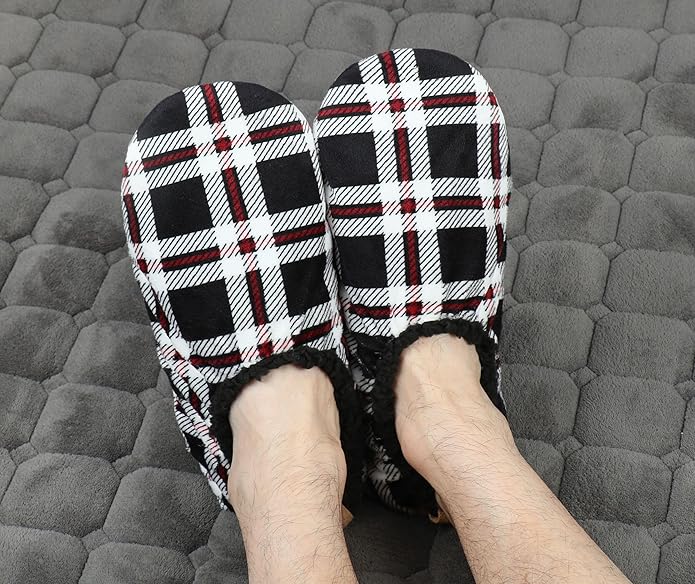 Keyela Mens Slipper Socks With Non Skid Bottoms, Warm Slipper Socks With Grippers For Men, Fuzzy House Slippers
