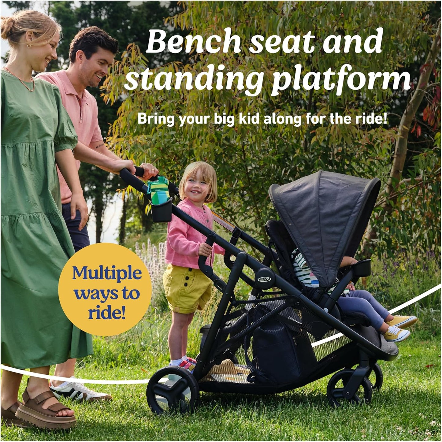 Graco Ready2Grow 2.0 Double Stroller Features Bench Seat and Standing Platform Options, Rafa