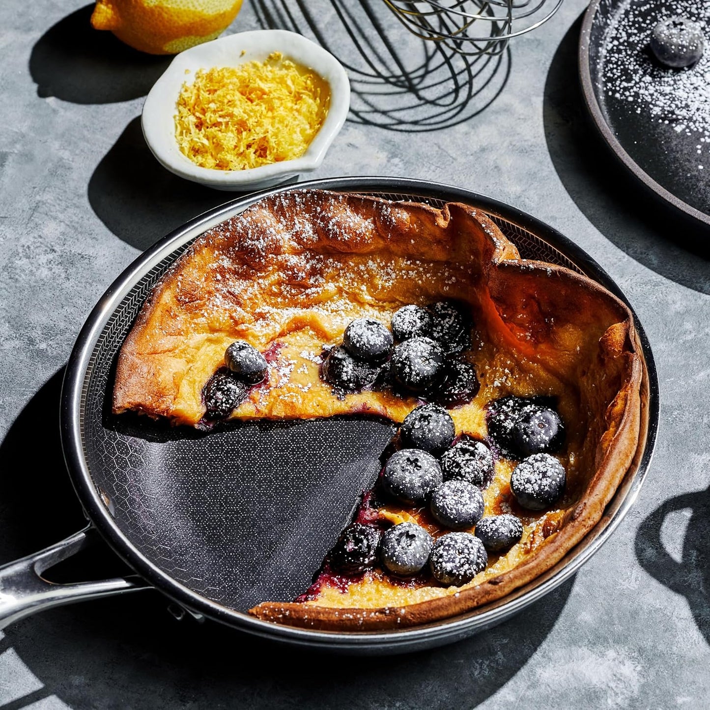 HexClad Hybrid Nonstick 8-Inch Frying Pan with Tempered Glass Lid, Stay-Cool Handle, Dishwasher-Friendly, Oven-Safe Up to 900°F, Induction Ready, Compatible with All Cooktops