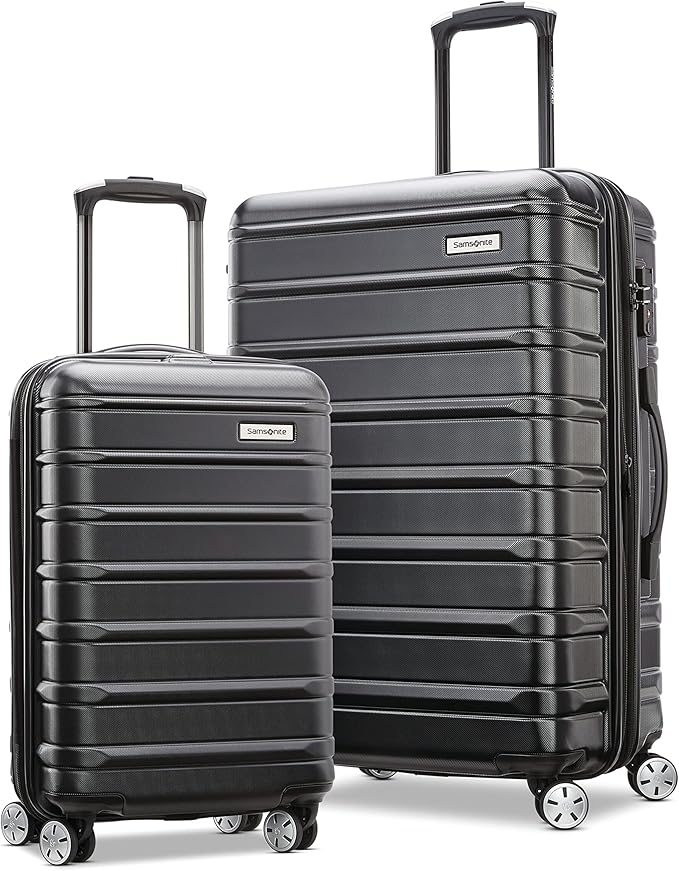 Samsonite Omni 2 Hardside Expandable Luggage with Spinner Wheels, 2-Piece Set (19/24), Midnight Black