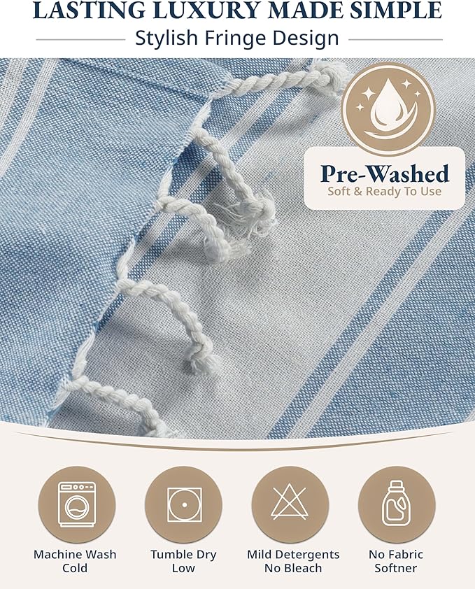 LANE LINEN Beach Towels for Women, 2 Pack Large Beach Towels Oversized, Pre-Washed, No-Shrink Sand Free Beach Towels, Quick Dry, Lightweight Travel Towel,Soft Beach Bath Towel, 39"x71" - Sky Blue