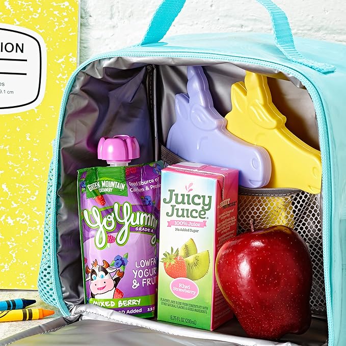 Cool Coolers by Fit & Fresh Kids Lunch Box Ice Packs, Slim Shaped Freezer Pack for Lunch Bags and Coolers 4 Pack Unicorn Multicolor Unicorn