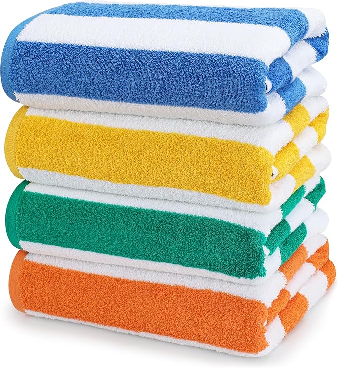 Utopia Towels 24 Pack Cabana Stripe Beach Towel, 30 by 60 Inches, Oversized 100% Ringspun Cotton Pool Towels, Highly Absorbent Bath Towels for Beach