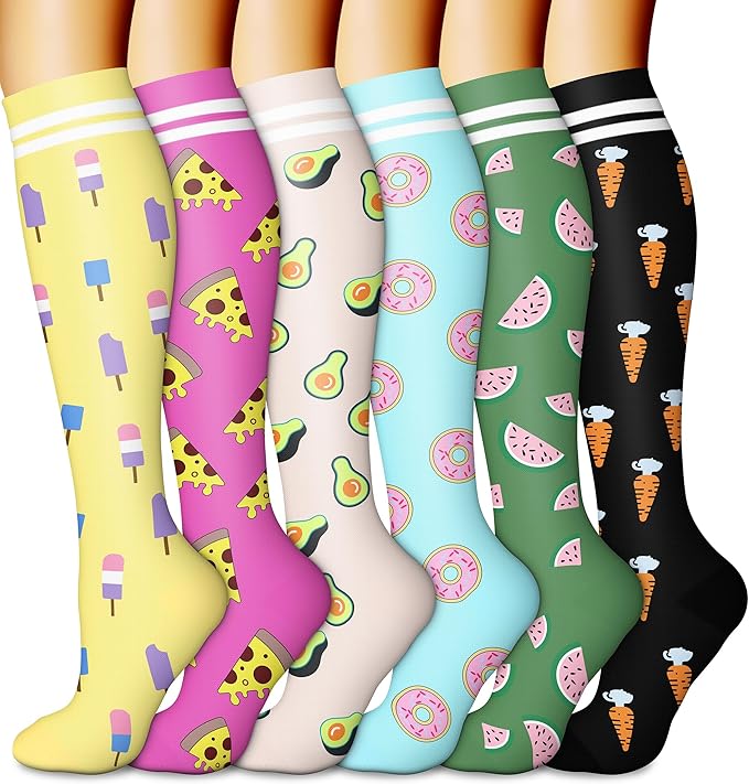 CHARMKING 6 Pairs-Compression Socks for Women & Men Circulation Best Support for Nurses, Running, Athletic,Flight Travel