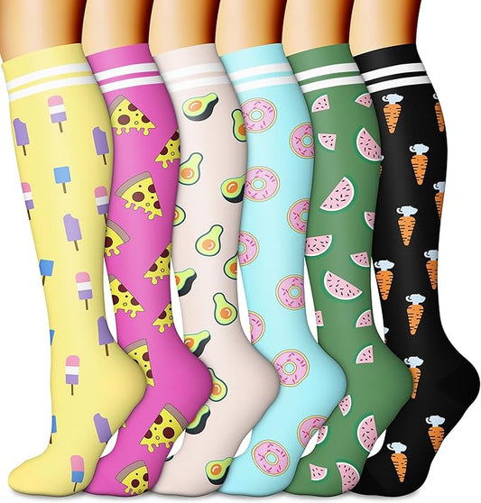 CHARMKING 6 Pairs-Compression Socks for Women & Men Circulation Best Support for Nurses, Running, Athletic,Flight Travel