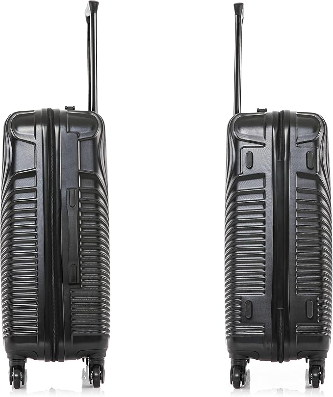DUKAP INCEPTION Luggage with Spinner Wheels | Durable Lightweight Hardside Suitcase, Travel Bag with Handle and Trolley, 24-Inch Medium Checked Luggage | Black