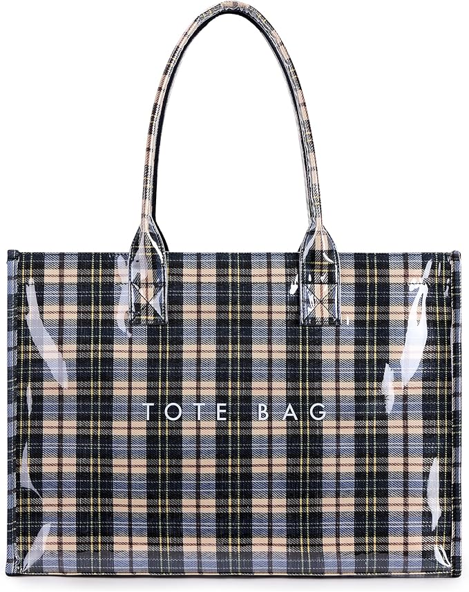 KALIDI PVC Tote Bag Women’s Kraft Paper Work Handbags Purses with Top Handle