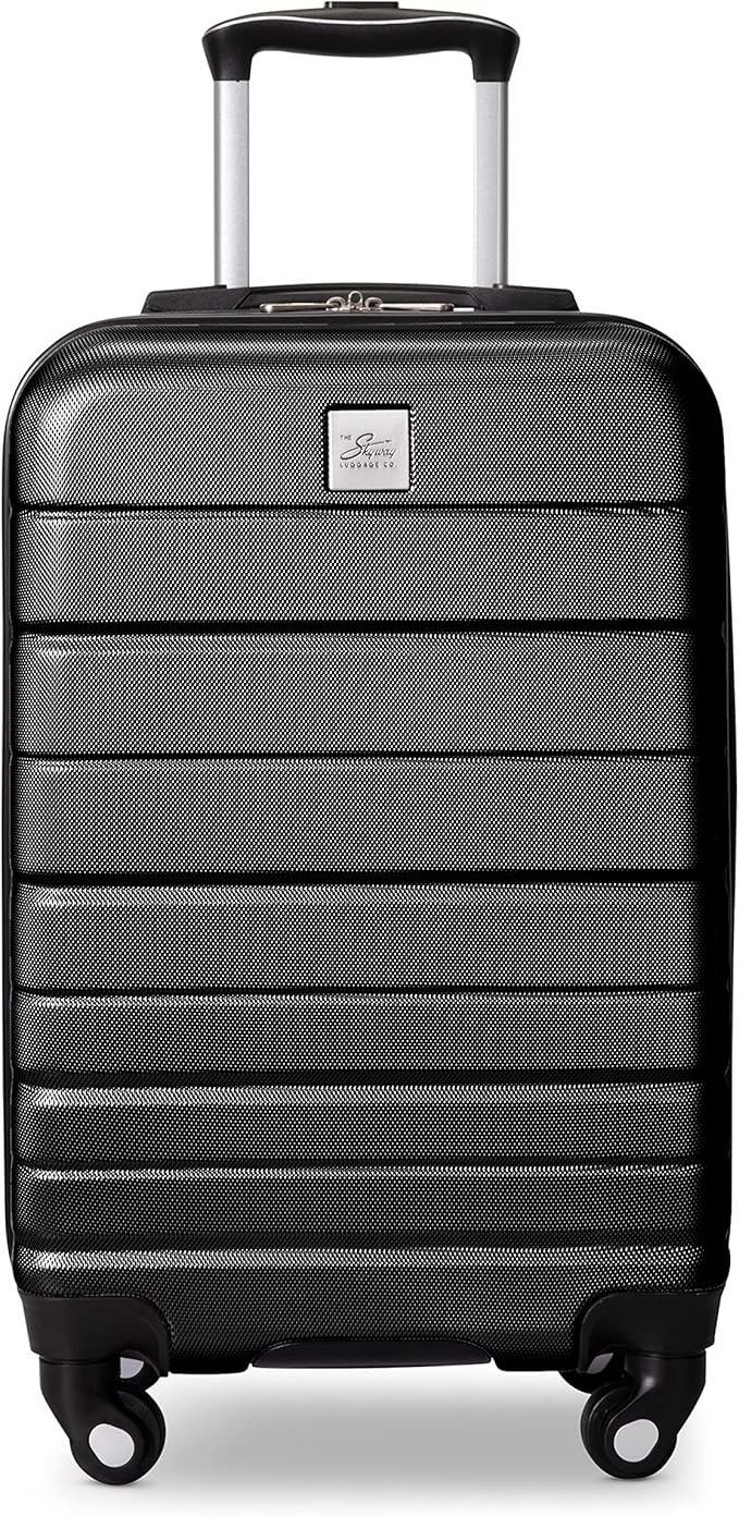 Skyway Epic 2.0 Hardside Lightweight and Durable ABS Shell Luggage, Spacious with 4-Wheel Spinners, Comfort Grip with Telescoping Handle, Men and Women, Black, 2-Piece Set (20, 24)