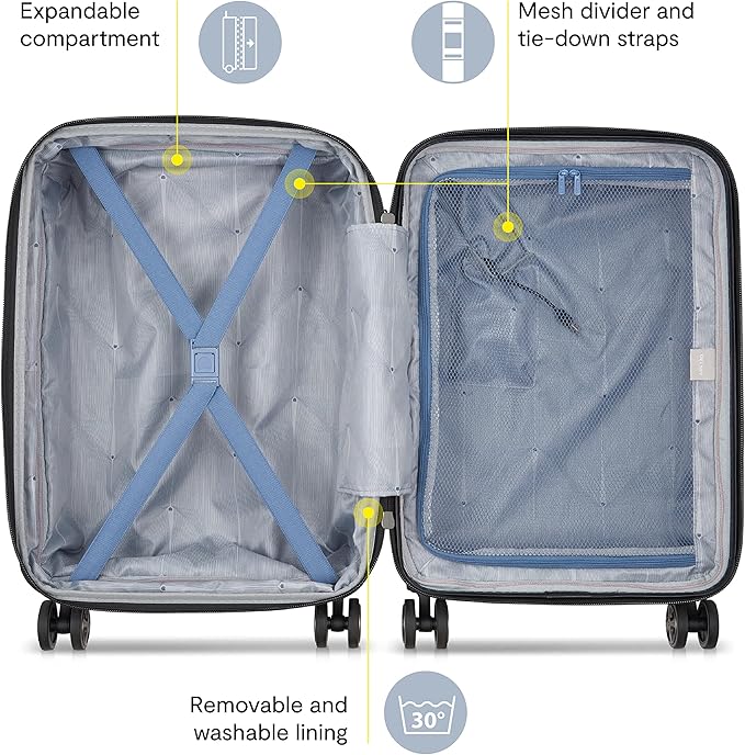 DELSEY PARIS Cruise 3.0 Hardside Expandable Luggage with Spinner Wheels, Glossy Ivory, 2 Piece Set (20/28)