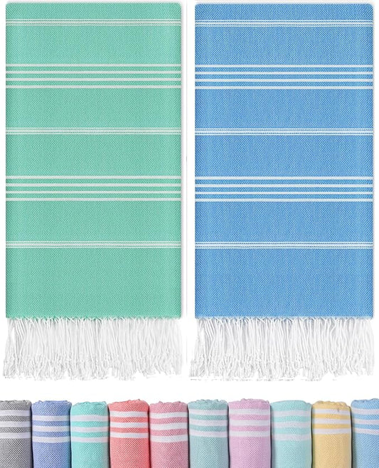 Antfuny 2 Packs Turkish Beach Towels Pool Towel Beach Mat Sauna Blanket Fast Drying Sand Proof Cute Aesthetic Travel Trip XXL Big Wet Cool Beaxh Towell Besch Tows Inside Bundle Couple Cat Each towela