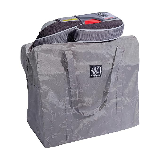 J.L. Childress Go-Go Travel Bag for Kids Backless Booster Seat - Compact Carrier for Airplane & Air Travel, For Toddler Backless Booster Car Seats, Fits Compact Strollers like GB Pocket - Deluxe, Grey
