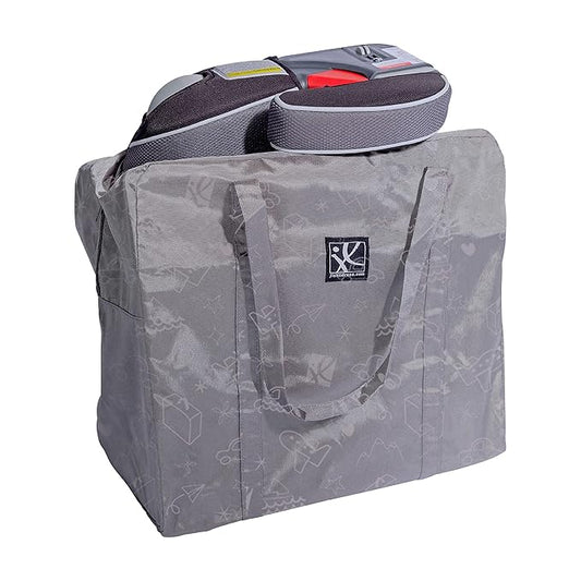 J.L. Childress Go-Go Travel Bag for Kids Backless Booster Seat - Compact Carrier for Airplane & Air Travel, For Toddler Backless Booster Car Seats, Fits Compact Strollers like GB Pocket - Deluxe, Grey