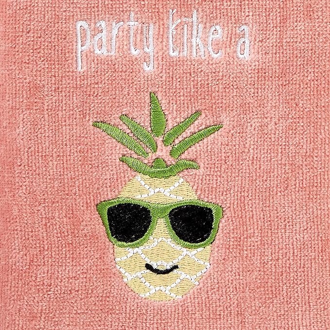 SKL HOME by Saturday Knight Ltd. Party Pineapple 2 Pc Hand Towel Set, Coral Pink
