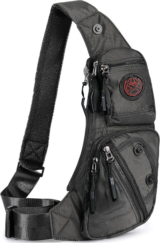 NICGID Sling Bag Chest Shoulder Backpack Crossbody Bags Casual Daypack for Men Women (Black-2620N)