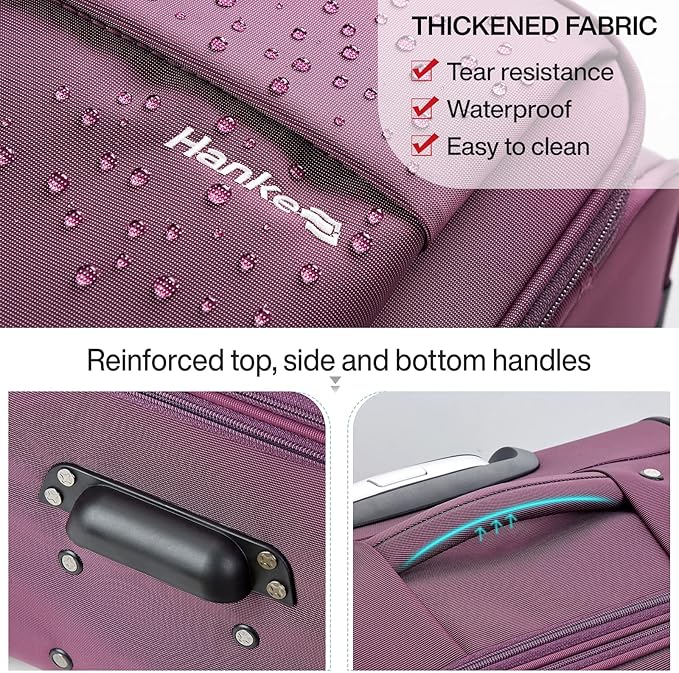 Hanke 28 Inch Luggage with Spinner Wheels Expandable Large Suitcase with Wheels Softside Check in Luggage Rolling Suitcase with Lock Lightweight Travel Luggage for Men and Women.(Purple)