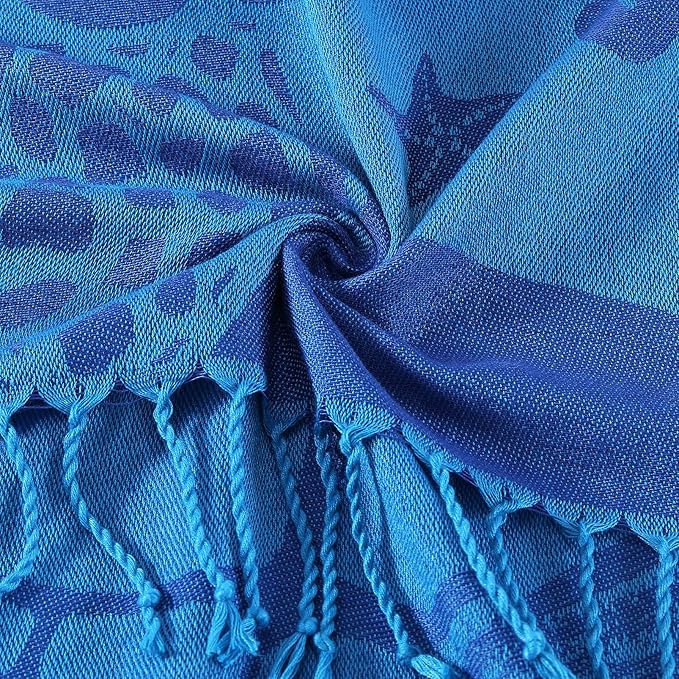 Genovega Oversized Turkish Beach Towel 72"x36" for Adult, Lightweight Quick Dry Bath Pool Swim Blanket, Sand Free with Compact Travel Essentials, Blue Turtle Vacation Cruise Must Haves Clearance