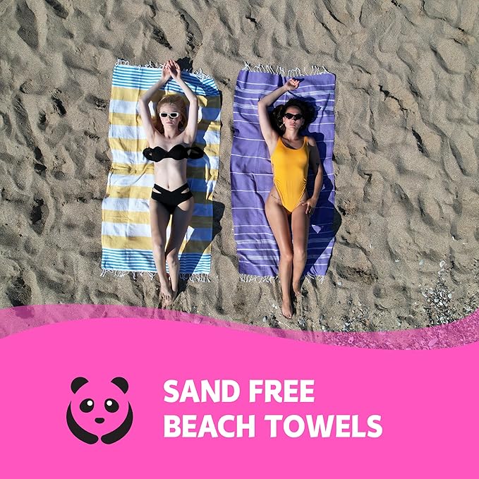 HAVLULAND |Pack of 2| Turkish Beach Towels Oversized 39x71, 100% Turkish Cotton Sand Free Quick Dry Absorbent Towel Travel Blanket for Adults Beach Gift Beach Essentials - Red