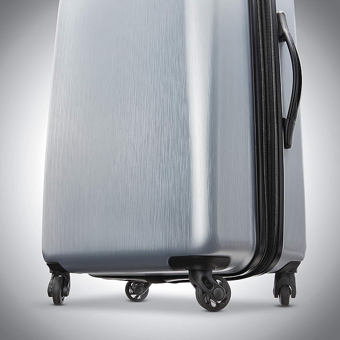 American Tourister Moonlight Hardside Expandable Luggage with Spinner Wheels, Silver, Carry-On 21-Inch
