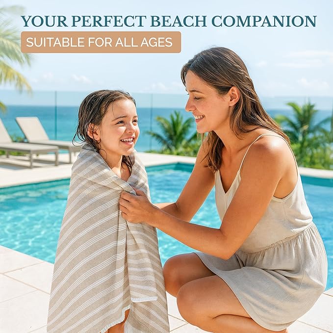 Casa Platino Oversized Beach Towels, Pre-Washed and Quick Dry Pool Towel, 39"x71" Lightweight and Absorbent with a Soft Travel-Ready Feel, Great for Beach Lounging or Poolside Relaxation – Beige