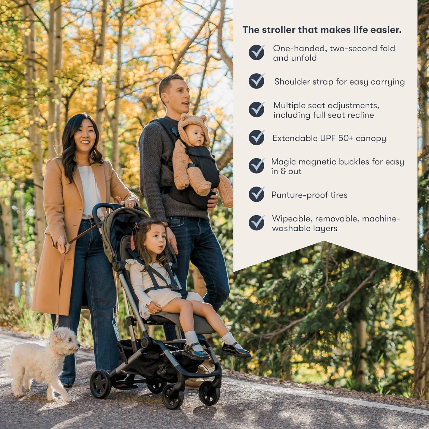 Colugo Navy Stroller - Lightweight, Compact, One Hand Fold, Travel Stroller with Rain Cover, Backpack and Cup Holder, JPMA Certified, UPF 50+ Canopy, 2 Seat Recline Positions, 16 lbs, Toddler