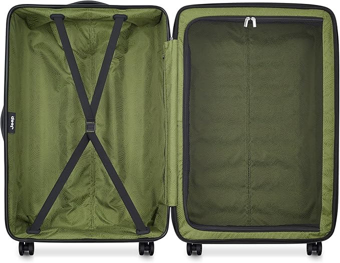 Jeep JH004C Hardside Expandable Luggage with Spinner Wheels (Avocado, Checked-Large 28 Inch)
