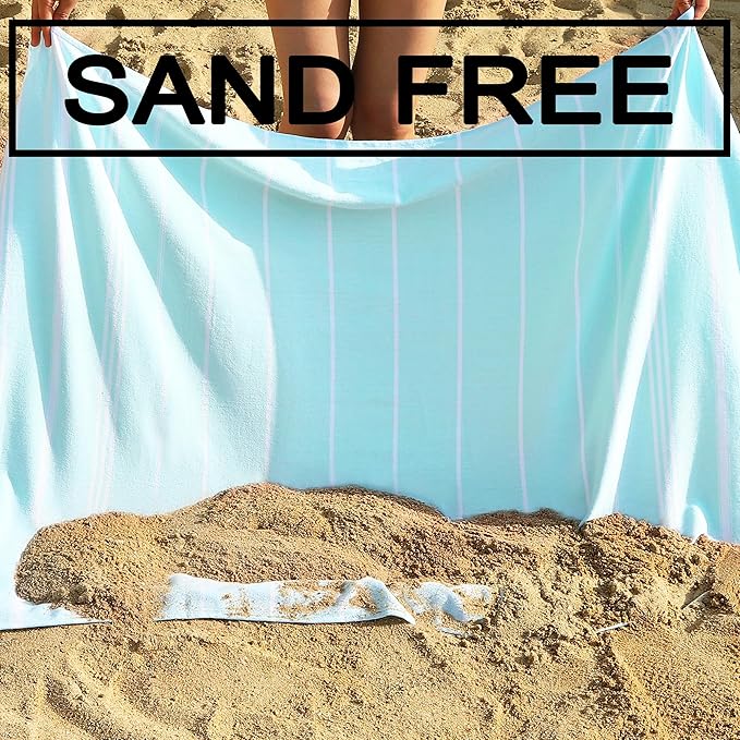 Beach Towel 2 Pack,Sand Free Beach Towels Oversized 39 x 72,Turkish Beach Towel Quick Dry Towel,Lightweight Pool Towels for Adults Travel Towel,Cool Beach Accessories Super Absorbent Towels