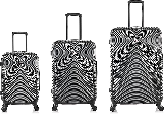 DUKAP INCEPTION Luggage with Spinner Wheels | Durable Lightweight Hardshell Suitcase,Travel Sets with Handle and Trolley | (20in, 24in, 28in) 3 Piece Luggage Set | Black