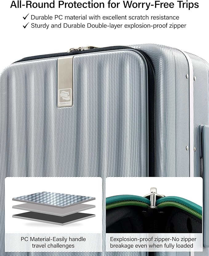 Hanke 16 Inch Underseat Carry On Suitcases with Wheels,Lightweight Hard Shell Carry on Luggage for Weekender,Top Opening Small Suitcase,Travel Luggage for Womem Men,Grey
