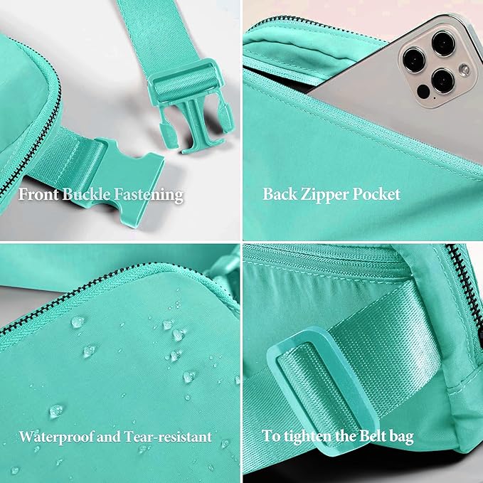 Waist Belt Bag for Women Lulu Dupes Mini Small Crossbody Purse Sling Cute Fashion Waterproof Fanny Pack Over The Shoulder Bags Fashionable Travel Running Belt Pouch Bum Bag Peppermint Green