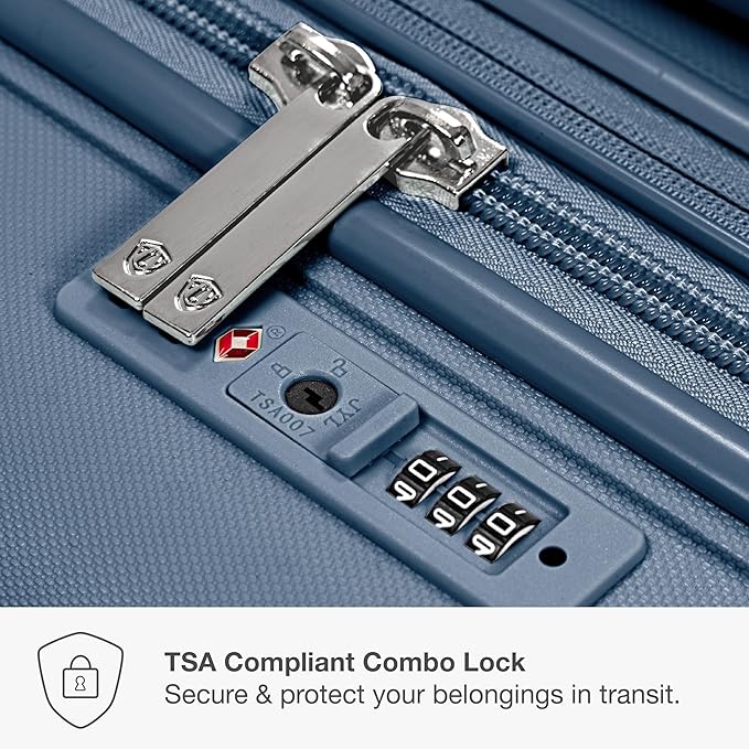Traveler's Choice Pagosa Hardshell Expandable Luggage with Spinner Wheels, Slate Blue, 3-Piece Set (22/26/30)
