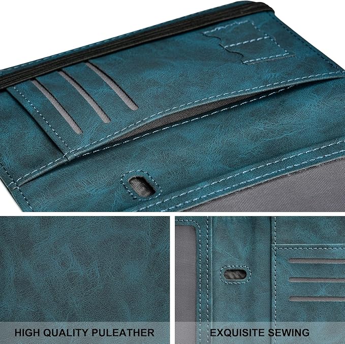 HerriaT Passport and Vaccine Card Holder Combo,Cover Case with CDC Vaccination Card Slot, Leather Travel Documents Organizer Protector, with RFID Blocking, for Women and Men
