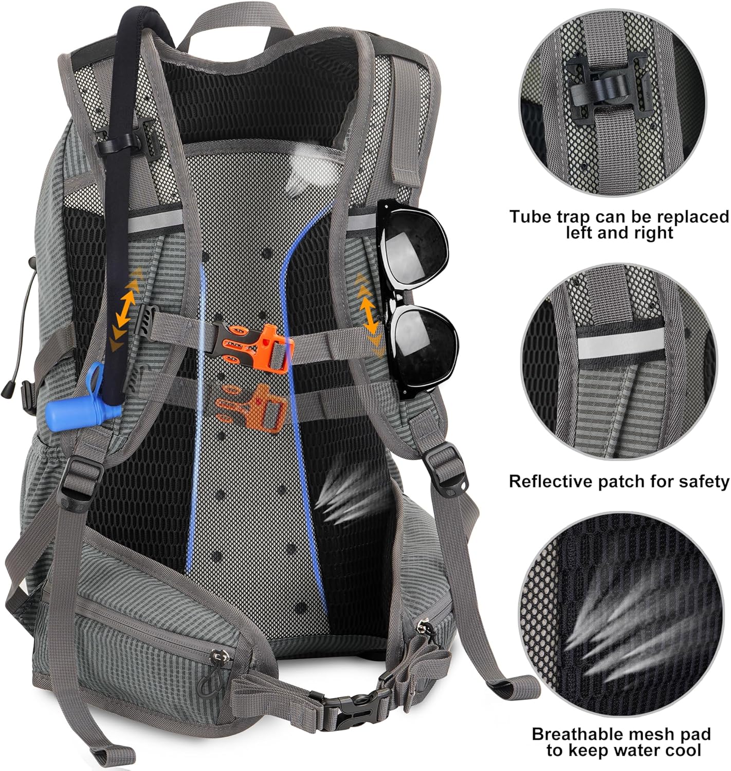 Hydration Backpack 3L Water Bladder, Hiking Water Backpack with Rain Cover, Insulation Hydration Daypack Rucksack for Cycling