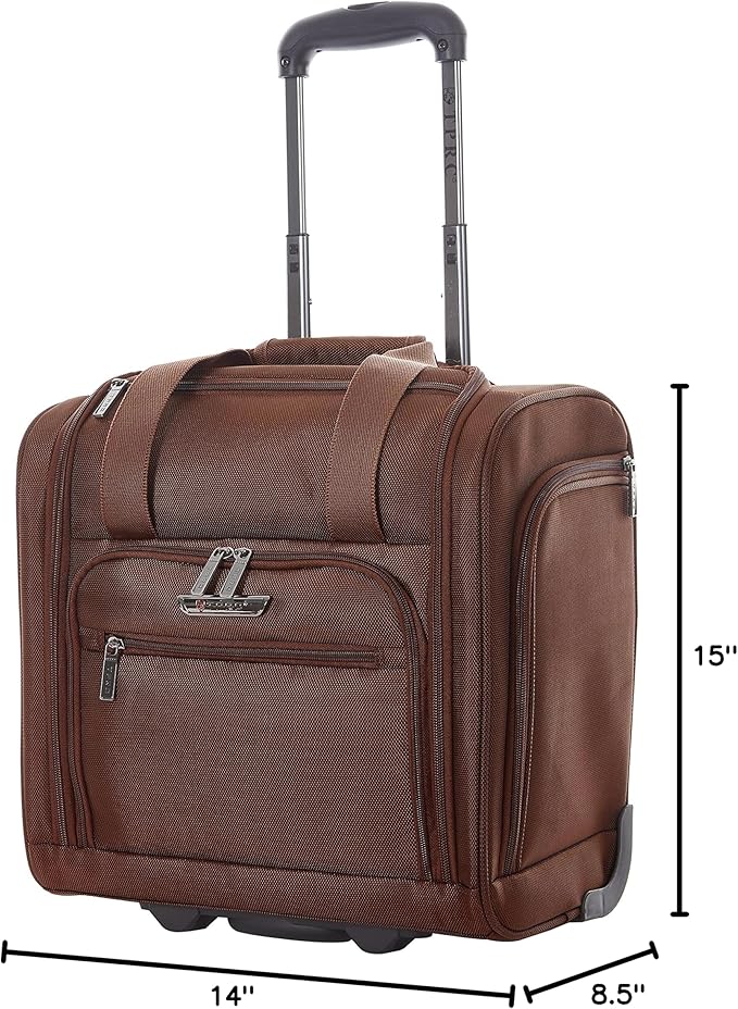 TPRC 15" Smart Underseat Carry-On Luggage with USB Charging Port, Brown