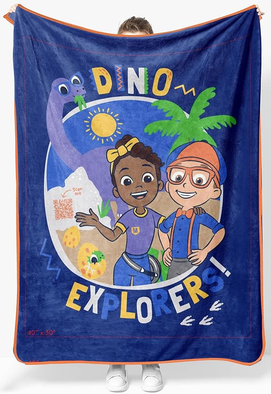 Sunny Side Up Kids Plush Throw Blanket – Soft & Comfy Throw for Couch or Bed – Cozy Home Décor for Living Room & Bedroom, Blue - Blippi, 46x60 - Throw Blanket