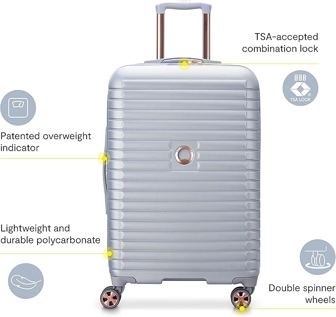 DELSEY PARIS Cruise 3.0 Hardside Expandable Luggage with Spinner Wheels, Deep Sea Navy, Checked-Medium 24 Inch
