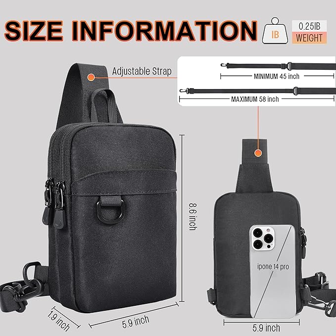 Small Sling Bag RFID Blocking Mini Crossbody Bag for Men and Women Travel Hiking Cross Body Bag