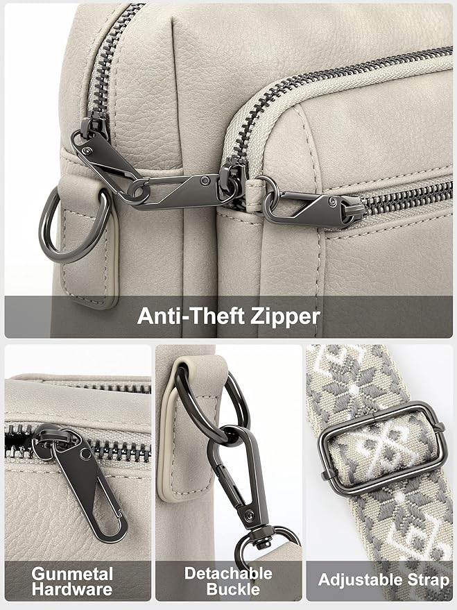 Small Leather Crossbody Bags for Women Anti theft Purses and Handbag Shoulder Hangbag with Wide Strap Tassel