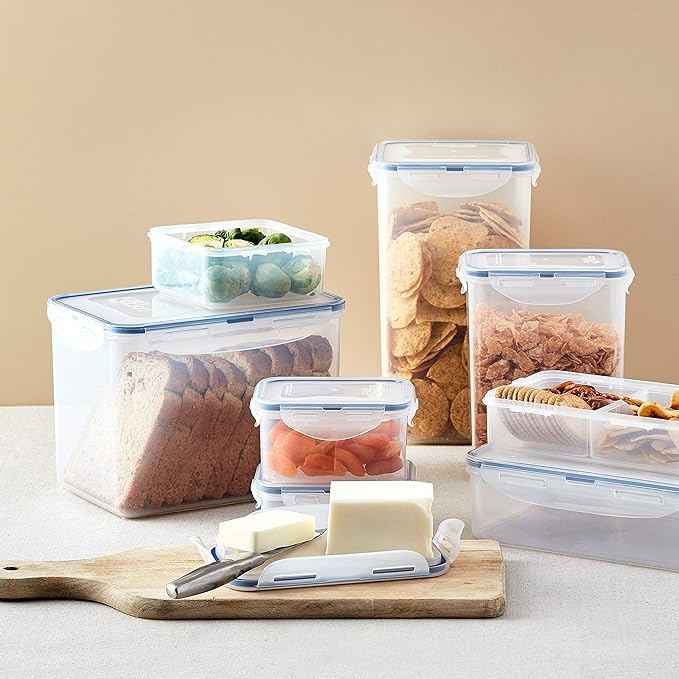 LocknLock Easy Essentials Twist Food Storage lids/Airtight containers, BPA Free, Tall-30.4oz Clear (Pack of 2)