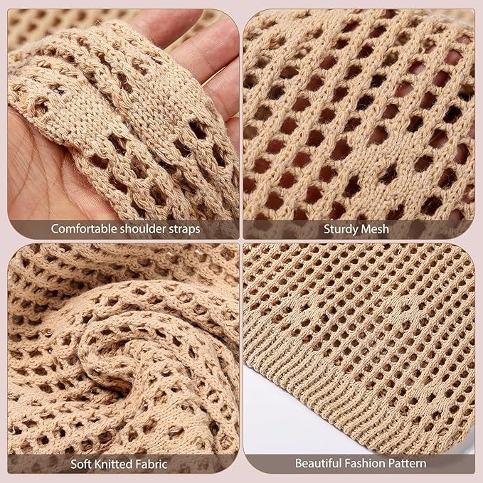 Sightor Crochet Tote Bag, Mesh Beach Bag Knit Summer Hobo Bag Vacation Boho Tote Bag for Women