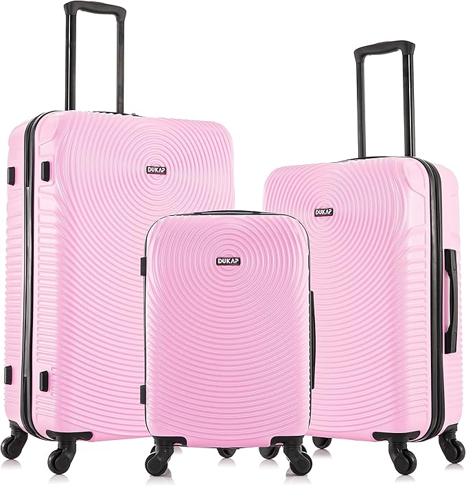DUKAP INCEPTION Luggage with Spinner Wheels | Durable Lightweight Hardshell Suitcase,Travel Sets with Handle and Trolley | (20in, 24in, 28in) 3 Piece Luggage Set | Pink