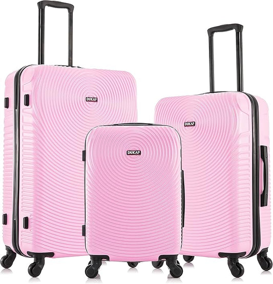 DUKAP INCEPTION Luggage with Spinner Wheels | Durable Lightweight Hardshell Suitcase,Travel Sets with Handle and Trolley | (20in, 24in, 28in) 3 Piece Luggage Set | Pink
