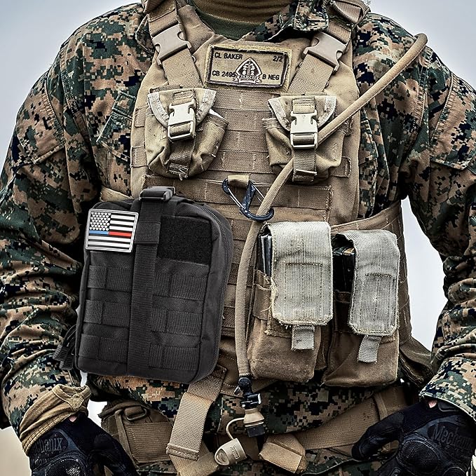 IFAK Trauma Kit with Tourniquet, 4-Inch Israeli Bandage, Tactical First Aid Kit for Car, Camping, Hiking and Travel with Molle Bag (Black)