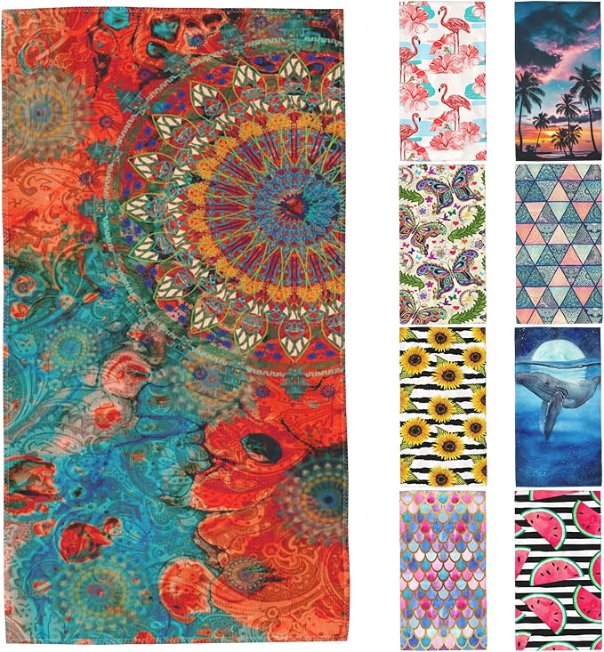 Beach Towel,Vintage Colorful Mandala Dark Eyes Lightweight Compact Sand Free Quick Dry Oversized Pool Swimming Towels for Girls Women Adults,29.5"×59"