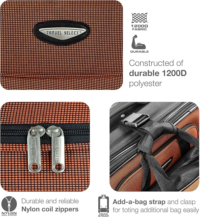 Travel Select Amsterdam Softside Expandable Luggage with Rolling Wheels, Red, 2-Piece Set (15/21)