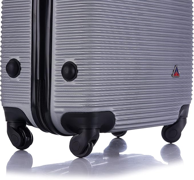 InUSA ROYAL Hardside Luggage Set with Spinner Wheel | Spacious Travel Suitcases with Ergonomic GEL Handle and Studs | (20/24/28) 3 Piece Luggage Set | Silver